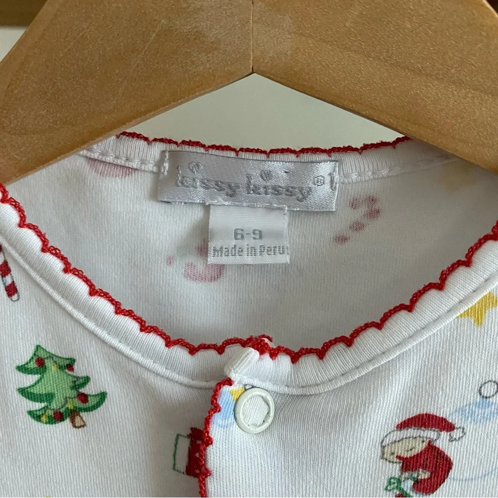 Kissy Kissy Christmas Print Pima Cotton Footie Romper 6-9 months